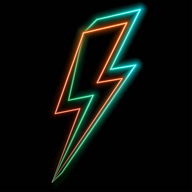 istock arrow light neon decorative effects. Realistic purple neon power sign. Lightning for decoration banner isolated 2226962562