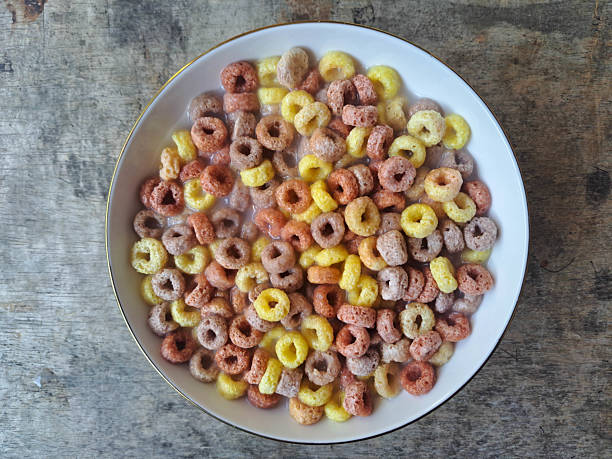 Cereal Ring Or Multi Coloured Breakfast Cereal. Food Menu. Top View.