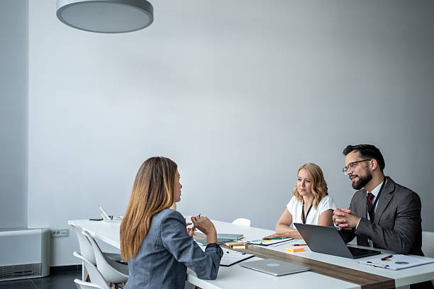 istock Businesswoman discussing with hr managers during job interview 2226963598