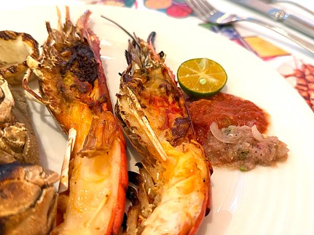 istock Grilled shrimps, squid and crayfrish 2226963941