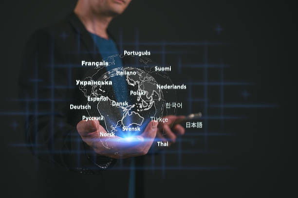 istock Global communication a Man holding virtual glob with Translator app, translation or translate on the mobile app worldwide multi language conversation speaking concept, language course and e learning 2226970764