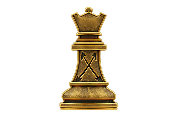Isolated Golden Chess Queen Piece with Intricate Details