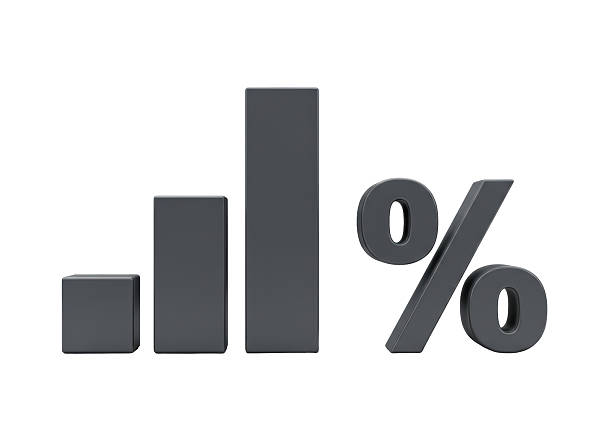 Isolated Dark Gray Bar Chart with Percentage Sign