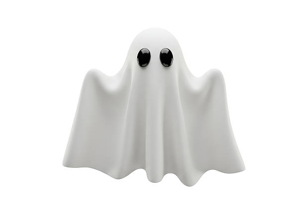 Isolated Adorable White Cartoon Ghost Character
