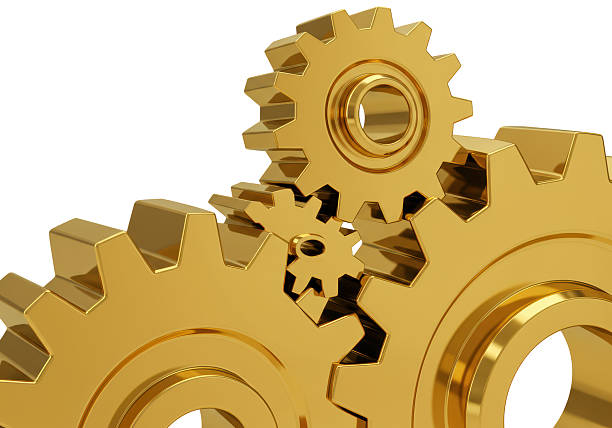 Isolated Interlocking Golden Gears, Mechanical Synergy
