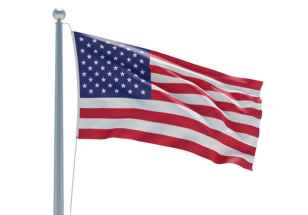 istock Isolated American Flag Waving on Silver Pole 2226976904