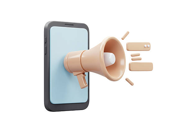 istock Isolated Smartphone with Megaphone for Announcement 2226976937
