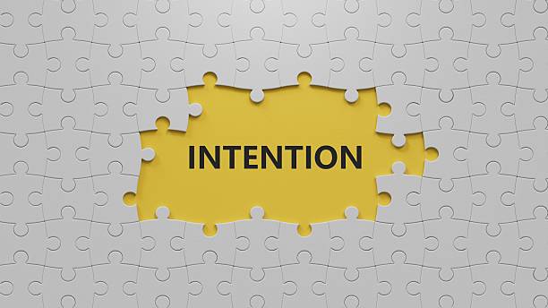 istock The white puzzle pieces with missing pieces with text INTENTION. financial market. financing.close up of The white puzzle pieces with missing pieces,Business Concept.3D rendering on yellow background. 2226977658