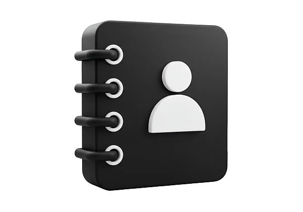 Isolated Black Address Book - Contact List