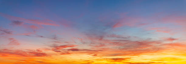 istock Colorful clouds and sky backdrop,Sunset Sky Background in the Evening with Dramatic Dusk Clouds and Colorful Pink, Orange Sunlight on Blue Twilight sky, Beautiful Summer Sunrise Horizon sky Backdrop. 2226979383