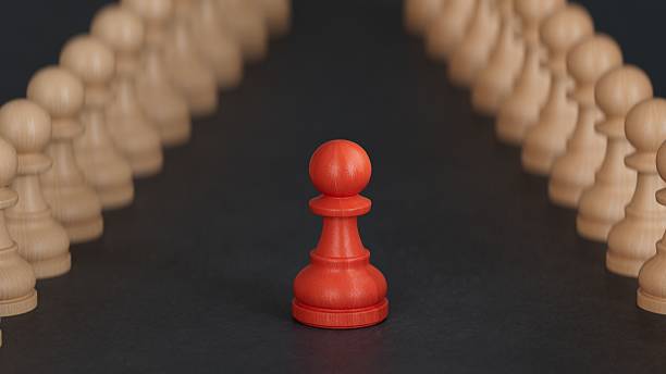 istock Composition from chessmen.Perfect for representing business strategy, leadership, and management.3D rendering on black background. 2226981565