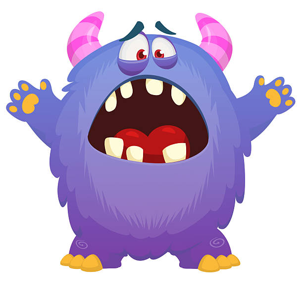 istock Cartoon cute monster with funny excited face expression waving hands . Vector illustration isolated on white. Halloween design 2226983507
