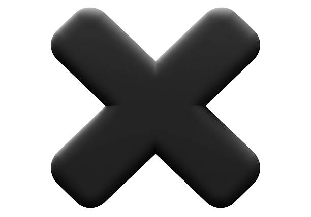 Isolated Black Cross Symbol of Rejection