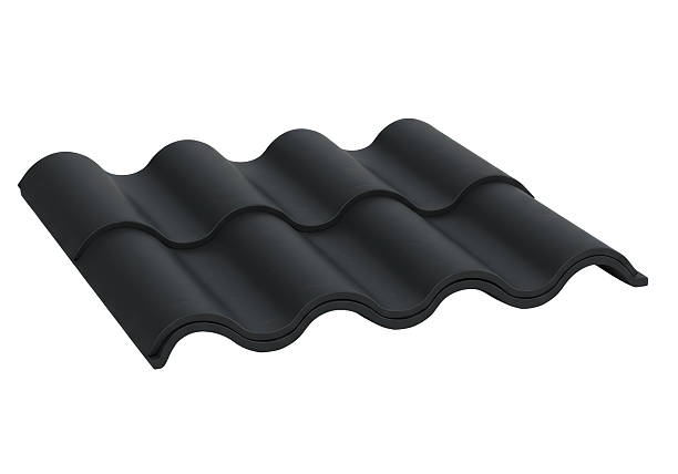 istock Isolated Section of Dark Roof Tiles with Wave Pattern 2226984600