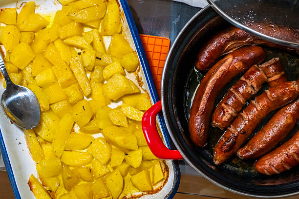 Sauerkraut German sausages and lentils.