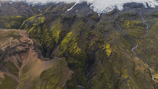 istock Aerial View of Icelandic Cliffs, Canyon, Waterfall, and Glacier 2226984705
