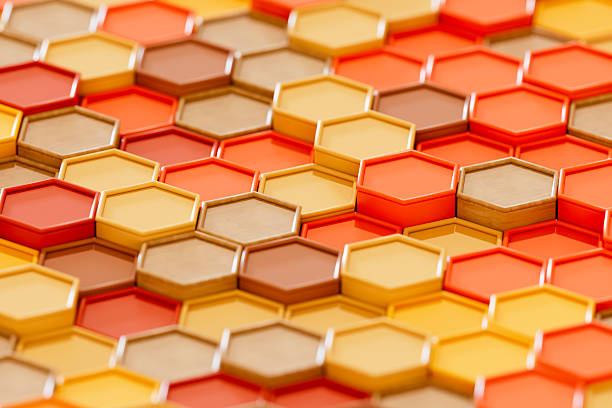 Autumn Color Background with Hexagon Shapes. Digitally generated image. 3d render