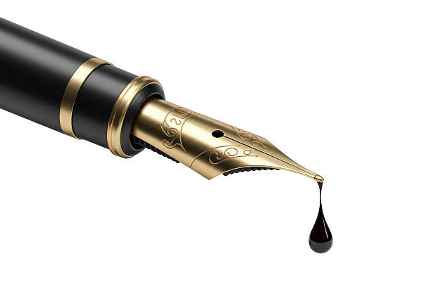 Isolated Fountain Pen Dripping Ink Representing Writing and Creativity