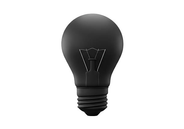 Isolated Black Light Bulb Representing Darkness, Mystery and Hidden Potential
