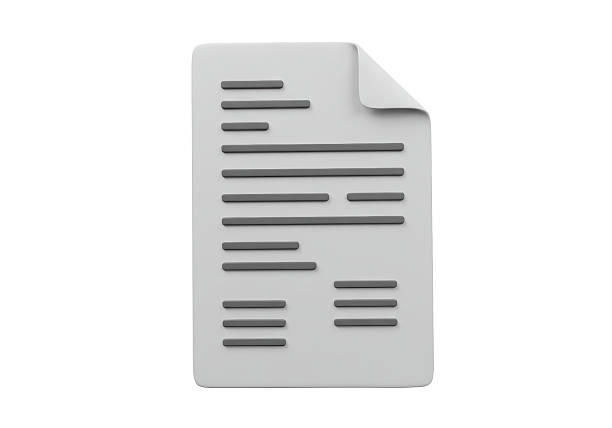 Isolated Simple Paper Document with Lines Indicating Written Content and Information