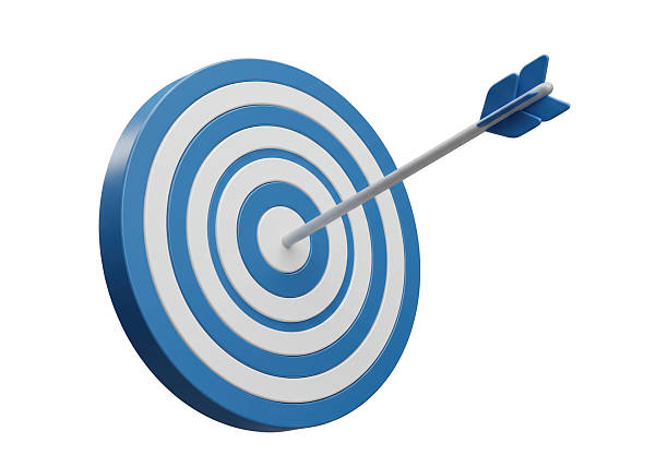 istock Isolated Blue Arrow Hitting Center of Target 2226988259