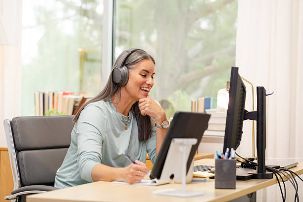 istock Happy Mid Adult Woman Working From Home on Computer 2226988990