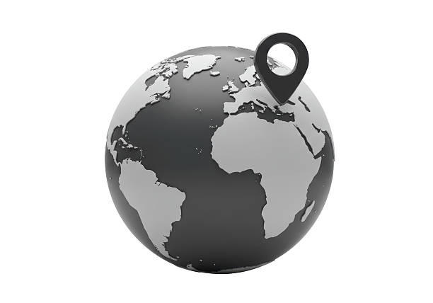 Isolated World Globe with Location Pin Marking Destination
