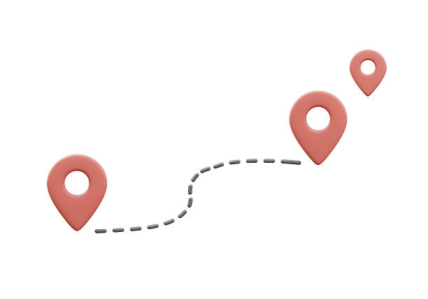 istock Isolated Route Map with Red Location Pins: Travel Destination 2226992622