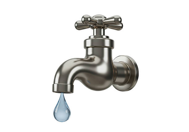 istock Isolated Silver Faucet with Dripping Water Drop: Conservation 2226992630