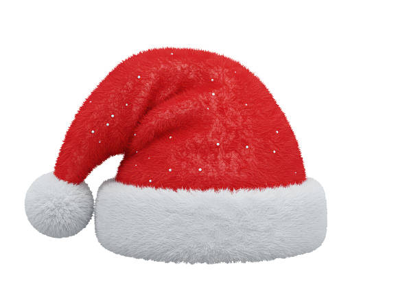 Isolated Plush Red Santa Hat with White Trim