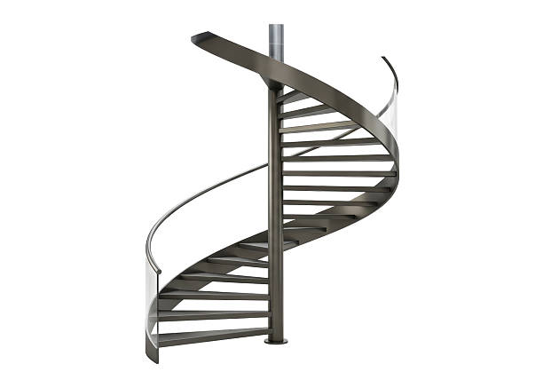 Isolated Metal Spiral Staircase with Modern Design