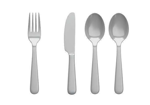 istock Isolated Silver Cutlery Set with Fork Knife and Spoons 2226993784