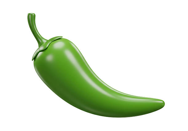 Green chilli pepper isolated on white background.