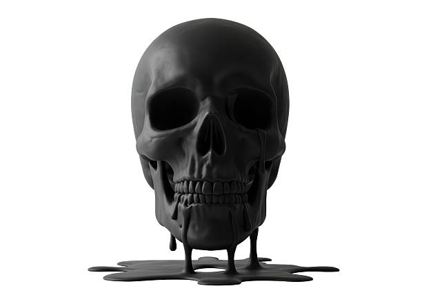 Isolated Black Skull with Dripping Paint