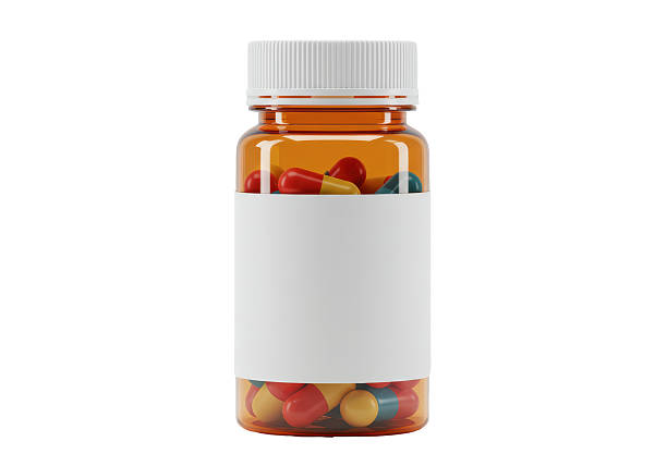 istock Isolated Pill Bottle with Blank Label and Colorful Capsules 2226996891