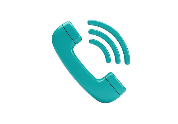 Isolated Blue Landline Telephone Receiver