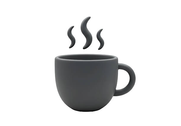Isolated Dark Gray Mug with Steaming Aroma Symbol