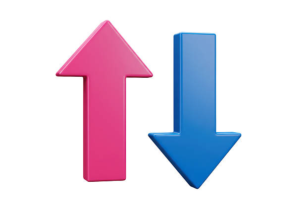 istock Isolated Up and Down Arrows in Pink and Blue for Data Comparison 2226997346