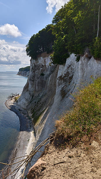 istock White chalk cliffs and forest coastline on summer day, Jasmund National Park 2227000772
