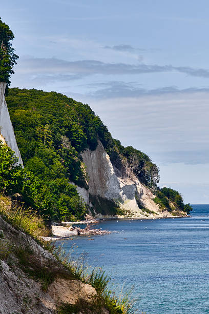 istock White chalk cliffs and forest coastline on summer day, Jasmund National Park 2227000774