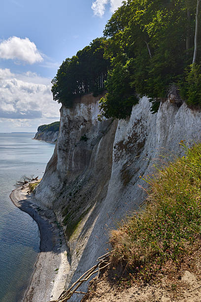 istock White chalk cliffs and forest coastline on summer day, Jasmund National Park 2227000775