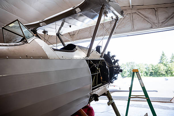 istock Vintage Airplane Restoration Project in Hanger being Repaired 2227001919