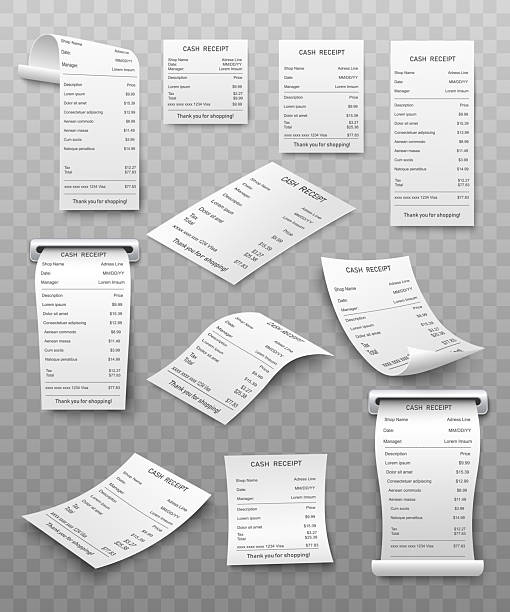 istock Vector illustration set of white paper paying bill or financial-check in realistic style. 2227008519