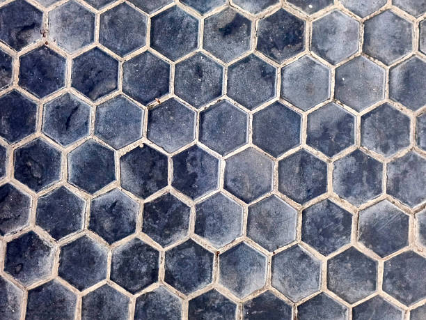 istock Hexagonal Ceramic Pattern: A captivating tile arrangement in shades of blue offering an excellent background texture, ideal for various creative designs and applications for websites and prints 2227012007