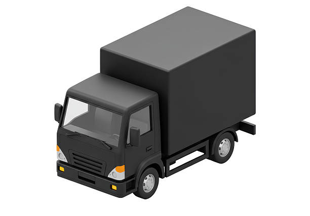 Isolated Black Delivery Truck for Transportation