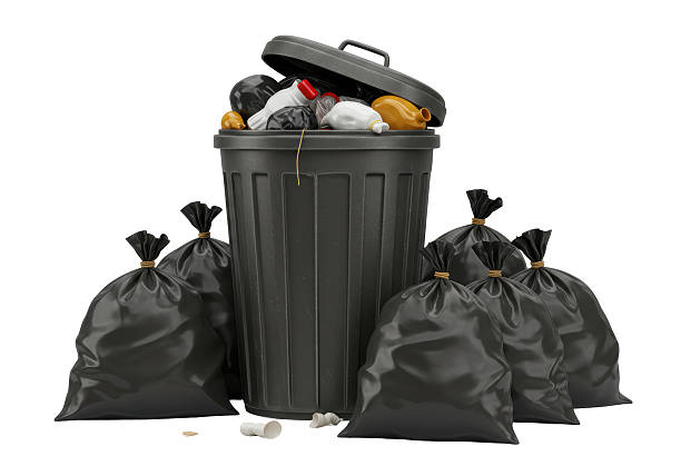 istock Isolated Full Trash Can with Overflowing Garbage Bags 2227014750