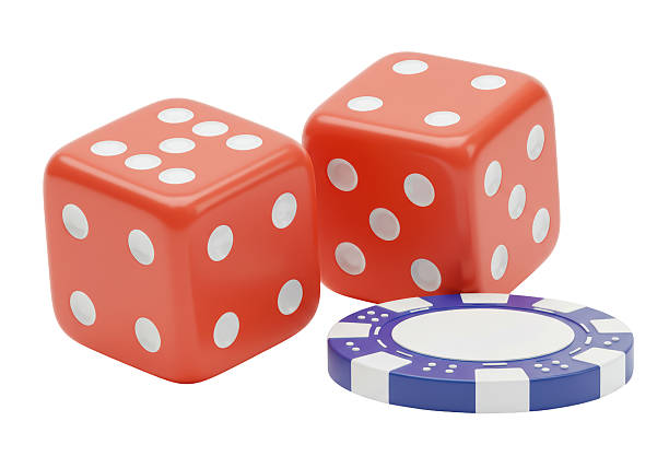Isolated Dice and Chip Gambling Recreation Fun