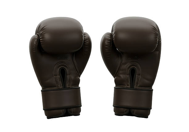 Isolated Pair of Brown Leather Boxing Gloves