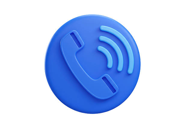 istock Isolated Blue Telephone Icon with Sound Waves 2227015056