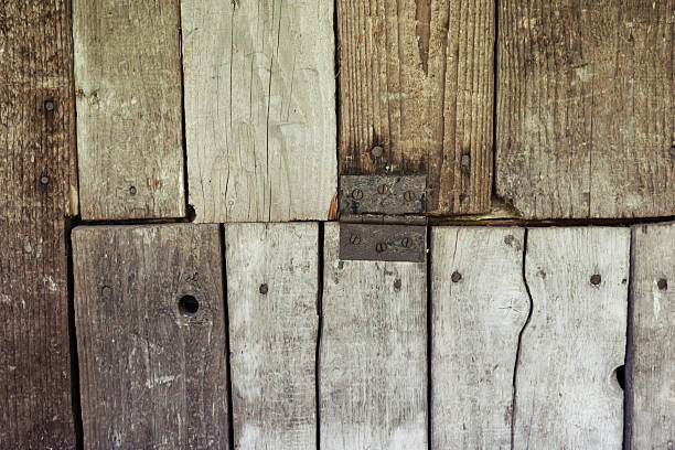 istock Rustic wood texture with weathered planks and visible grain details. 2227015433